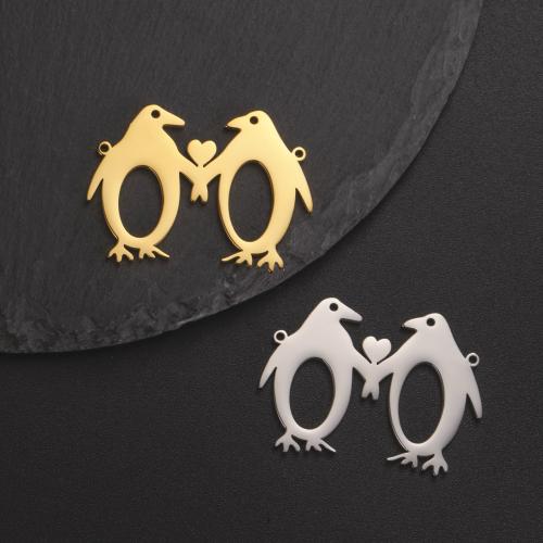 Stainless Steel Animal Pendants, 304 Stainless Steel, Penguin, Vacuum Ion Plating, DIY & double-hole [