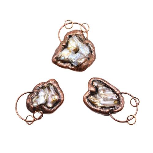 Freshwater Pearl Pendants, Zinc Alloy, with Freshwater Pearl, antique copper color plated, DIY x47- 