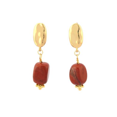 Gemstone Cluster Earring, Brass, with Natural Stone, gold color plated, fashion jewelry & for woman 