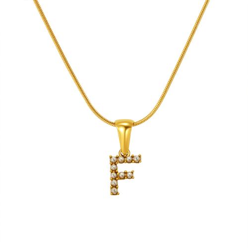 Titan Schmuck Halskette, Titanstahl, mit Kunststoff Perlen, Alphabet-Buchstabe, goldfarben plattiert, DIY & verschiedene Muster für Wahl, keine, verkauft von PC