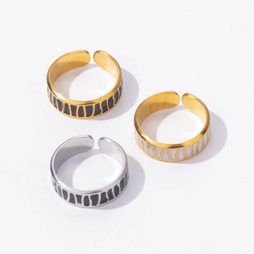 Enamel Stainless Steel Finger Ring, 304 Stainless Steel, plated, fashion jewelry 