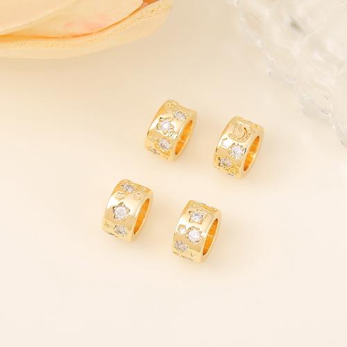 Entretoise de perles en laiton, Plaqué d'or, DIY & pavé de micro zircon, doré, Vendu par PC