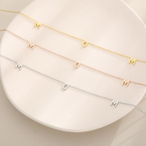 304 Stainless Steel Necklace, Alphabet Letter, Vacuum Ion Plating, for woman 