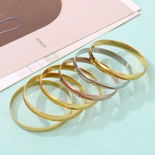 Stainless Steel Bangle, 304 Stainless Steel, Round, Vacuum Ion Plating, for woman 