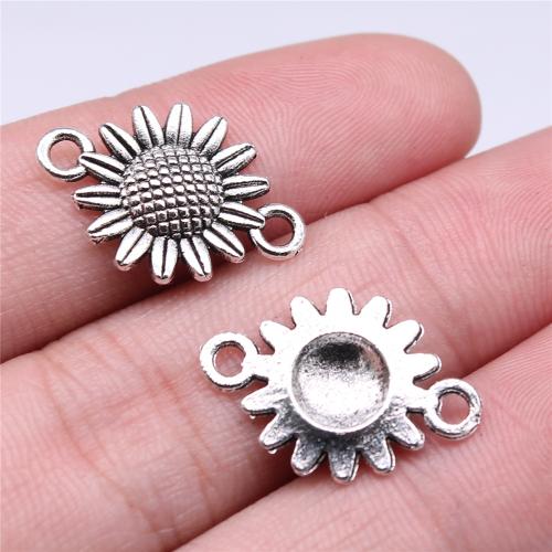Filigree Zinc Alloy Connector, Sunflower, antique silver color plated, DIY & 1/1 loop 