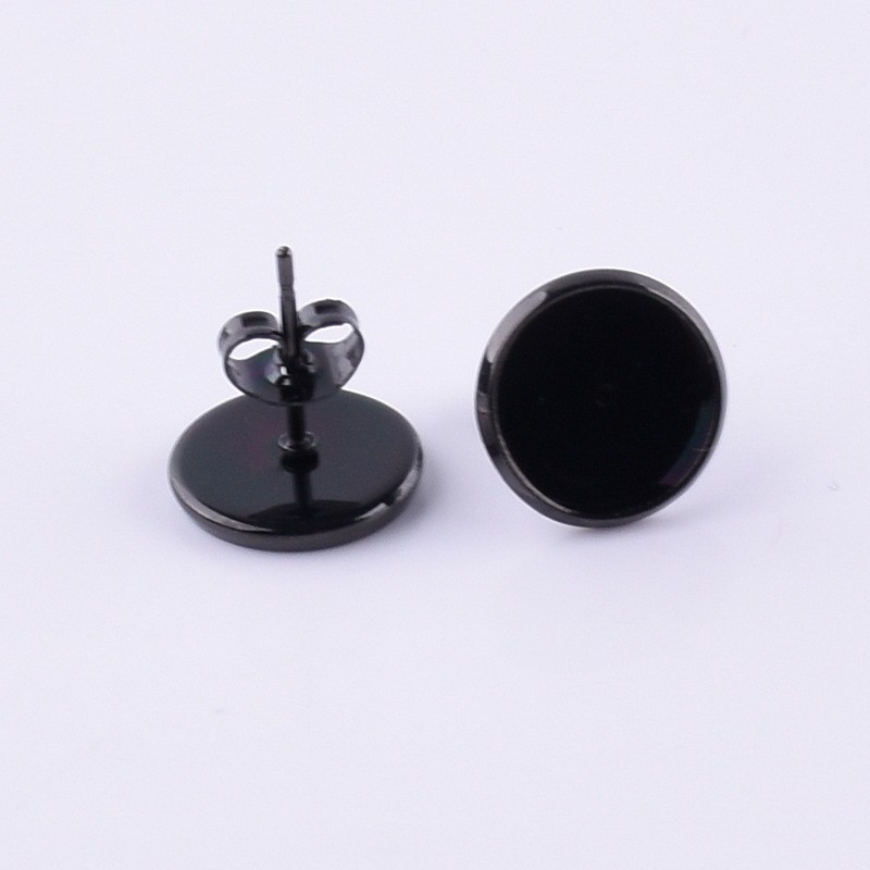 Stainless Steel Earring Stud Component, Flat Round, different size for choice, original color, Sold By PC
