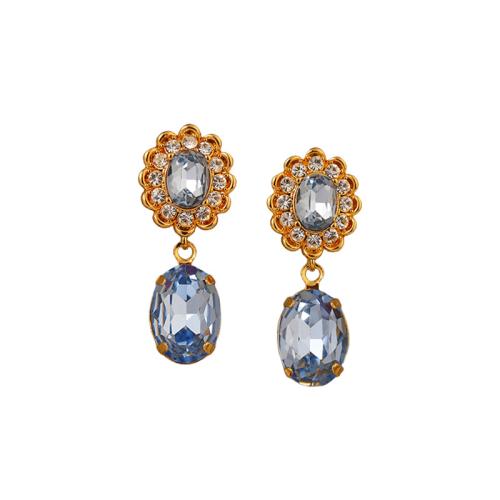 Brass Drop Earring, Geometrical Pattern, gold color plated, micro pave cubic zirconia & for woman 