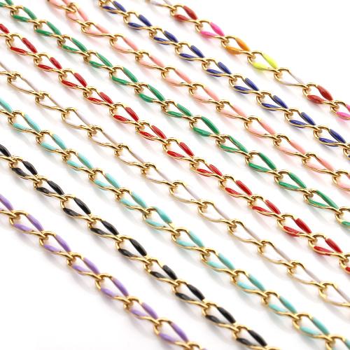 Stainless Steel Chain Jewelry, 304 Stainless Steel, plated, DIY & enamel 3.8*9.5mm,Shipped by packing of axles [