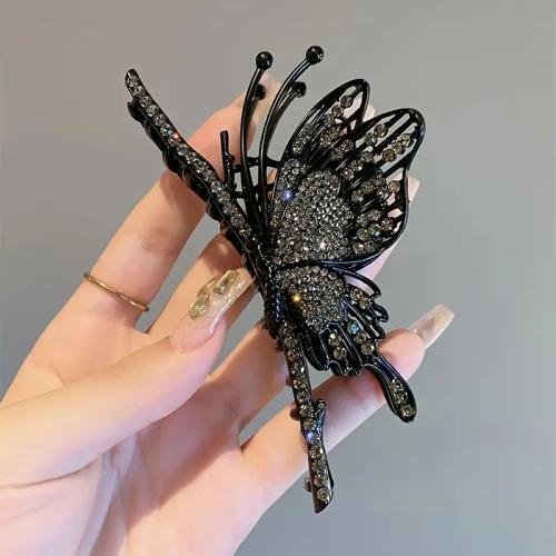 Hair Claw Clips, Zinc Alloy, Butterfly, plated, fashion jewelry & with rhinestone 