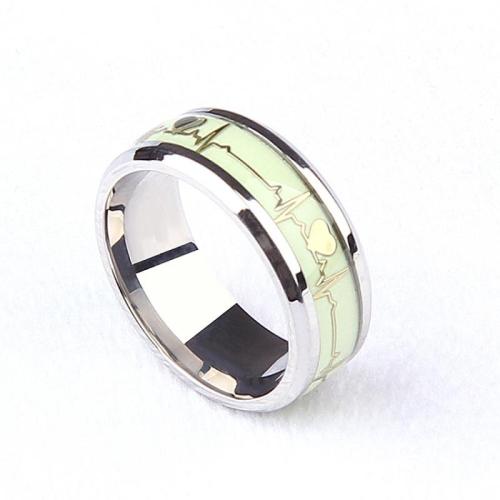 Titanium Steel Finger Ring, polished, Unisex & luminated 