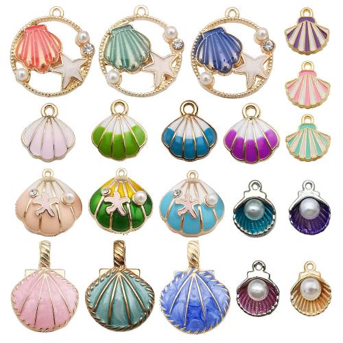 Zinc Alloy Enamel Pendants, with Plastic Pearl, plated, DIY & micro pave cubic zirconia 