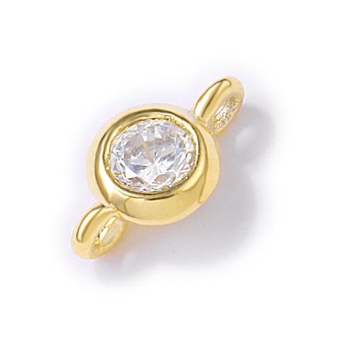 Cubic Zirconia Brass Connector, real gold plated, DIY & micro pave cubic zirconia, golden 