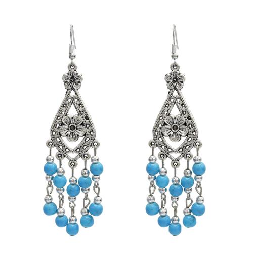Gemstone Drop Earring, Zinc Alloy, with Gemstone, plated, folk style & for woman 