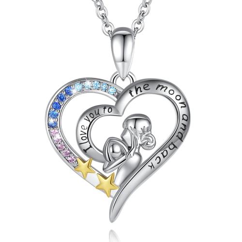 Cubic Zirconia Micro Pave Sterling Silver Necklace, 925 Sterling Silver, plated, micro pave cubic zirconia & for woman, platinum color Approx 41-50 cm 