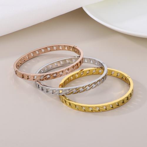 Stainless Steel Bangle, 304 Stainless Steel, Vacuum Ion Plating, for woman & hollow 