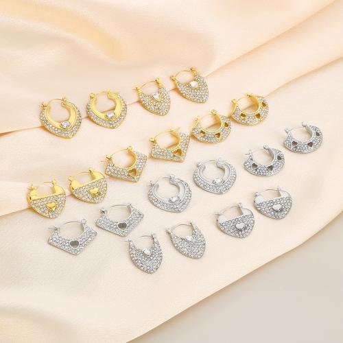 Stainless Steel Leverback Earring, 304 Stainless Steel, Vacuum Ion Plating & for woman & with rhinestone 