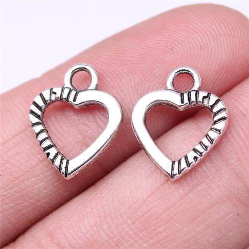 Zinc Alloy Heart Pendants, antique silver color plated, DIY 