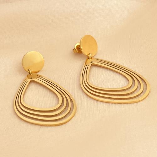 Stainless Steel Drop Earring, 304 Stainless Steel, with 201 Stainless Steel, fashion jewelry & for woman & hollow, golden 