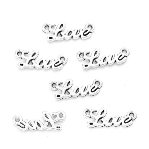 Letter Zinc Alloy Connector, Alphabet Letter, plated, DIY & 1/1 loop Approx 