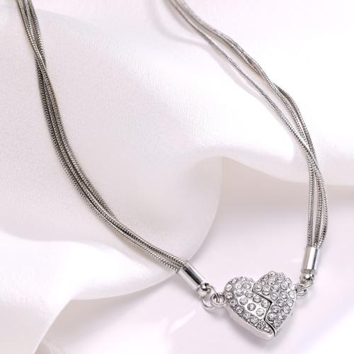 Rhinestone Zinc Alloy Necklace, three layers & fashion jewelry & Unisex & with rhinestone, original color .5 cm 