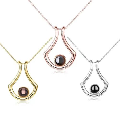 925 Sterling Silver Miniature Projection Necklace, plated, for woman Approx 41-50 cm 