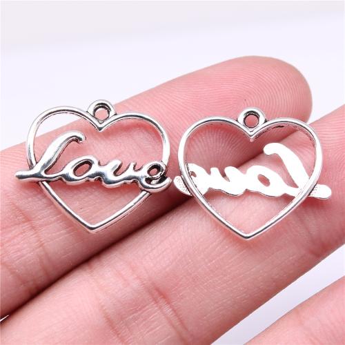 Zinc Alloy Heart Pendants, antique silver color plated, DIY 