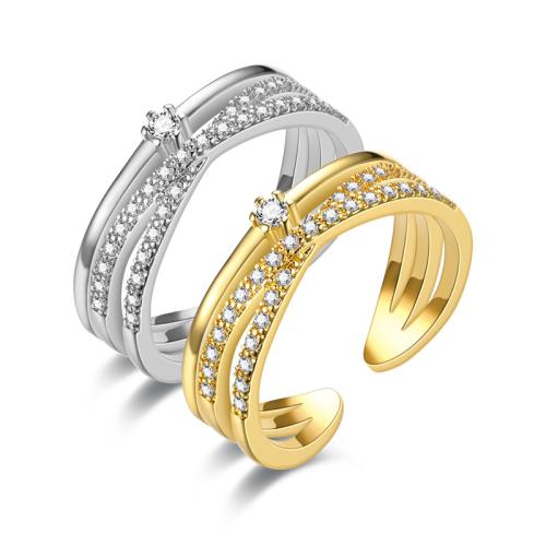 Rhinestone Brass Finger Ring, fashion jewelry & for woman & with rhinestone inside diameter 17mm 