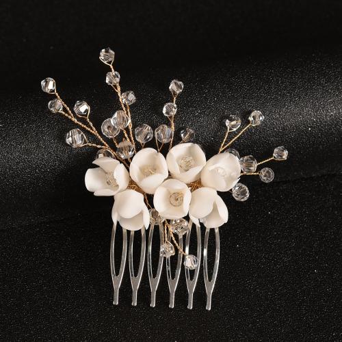 Decorative Hair Combs, Iron, with Crystal & Resin, fashion jewelry & for woman 