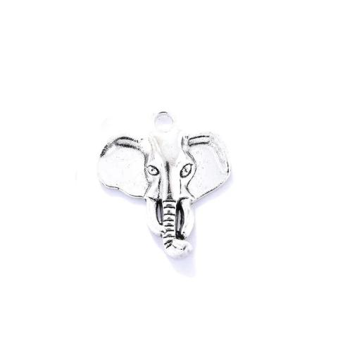 Zinklegierung Tier Anhänger, Elephant, silberfarben plattiert, DIY, 23x26mm, ca. 100PCs/Tasche, verkauft von Tasche