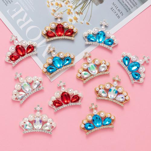 Hair Band Findings, Zinc Alloy, with Plastic Pearl, Crown, plated, DIY & with rhinestone 
