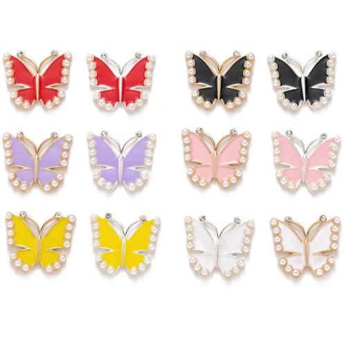 Hair Band Findings, Zinc Alloy, with Plastic Pearl, Butterfly, plated, DIY & enamel 