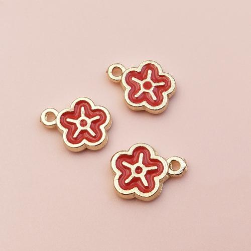 Zinc Alloy Enamel Pendants, Flower, plated, DIY 