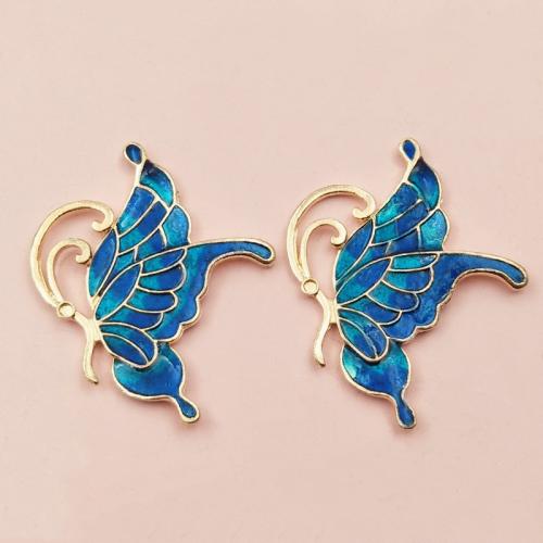 Zinc Alloy Enamel Pendants, Butterfly, gold color plated, DIY, golden 