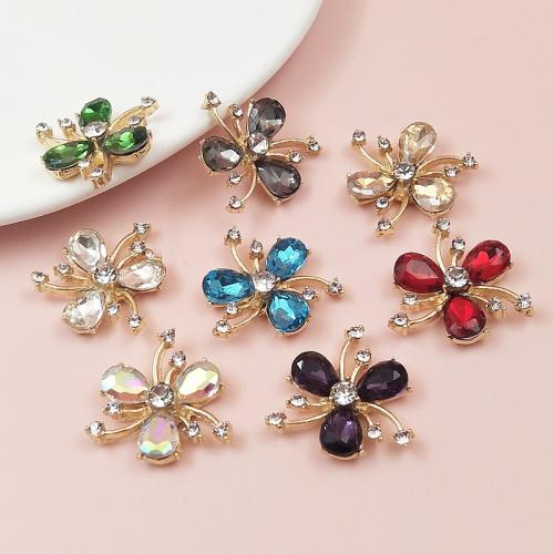 Hair Barrette Finding, Zinc Alloy, Flower, gold color plated, DIY & with rhinestone 