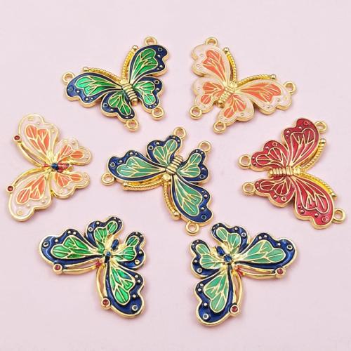 Enamel Zinc Alloy Connector, Butterfly, plated & DIY [