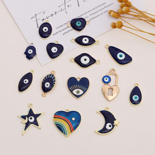 Evil Eye Schmuck Stecker, Zinklegierung, plattiert, unterschiedliche Ergebnisse zur Auswahl & DIY & verschiedene Muster für Wahl & Emaille, keine, 10PCs/Tasche, verkauft von Tasche