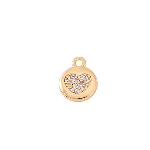 Cubic Zirconia Micro Pave Brass Pendant, real gold plated, DIY & micro pave cubic zirconia, golden [