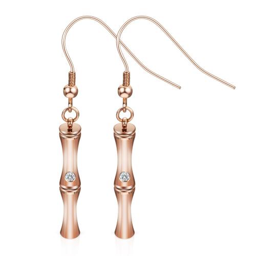 Titanium Steel Drop Earring, micro pave cubic zirconia & for woman, rose gold color 