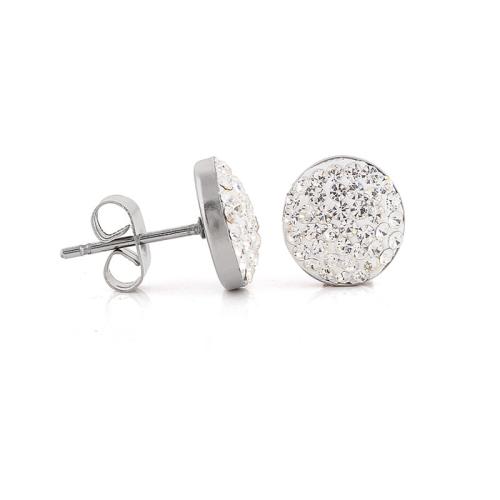 Stainless Steel Cubic Zirconia Stud Earring, 304 Stainless Steel, micro pave cubic zirconia & for woman, white 