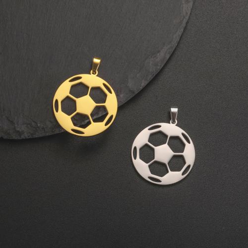 Stainless Steel Hollow Pendant, 304 Stainless Steel, Football, Vacuum Ion Plating, DIY [