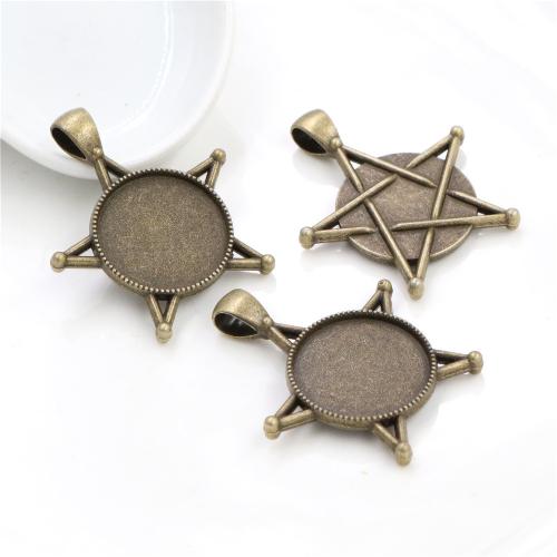 Zinc Alloy Pendant Cabochon Setting, Star, Vacuum Ion Plating, DIY inside diameter 20mm, Approx 