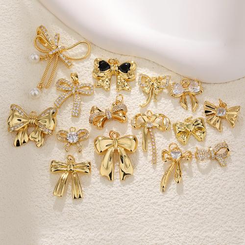 Cubic Zirconia Micro Pave Brass Pendant, gold color plated, DIY & micro pave cubic zirconia & enamel 