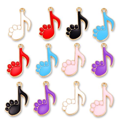 Zinc Alloy Enamel Pendants, Music Note, gold color plated, DIY 