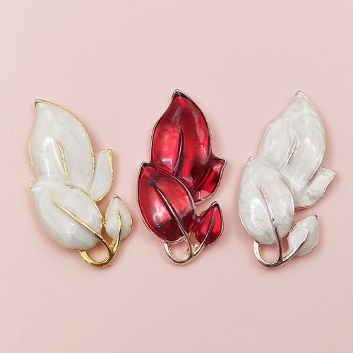 Zinc Alloy Enamel Pendants, Leaf, plated, DIY 