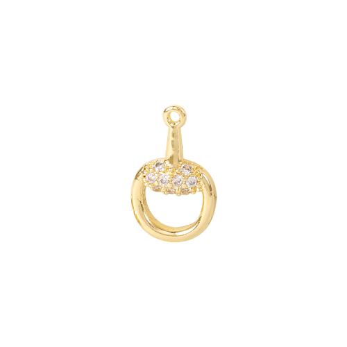 Cubic Zirconia Micro Pave Brass Pendant, real gold plated, DIY & micro pave cubic zirconia, golden 