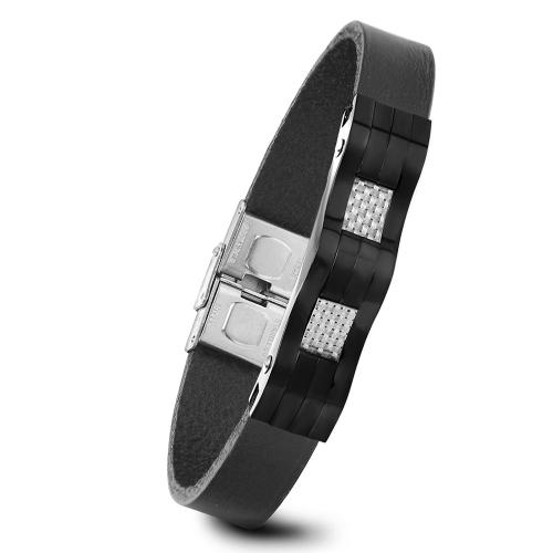 PU Schnur Armbänder, Titanstahl, mit Lederband, unisex, keine, verkauft von PC