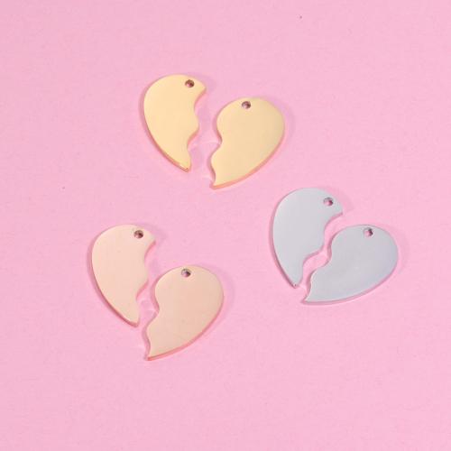 Stainless Steel Couple Pendant, 304 Stainless Steel, Heart, plated, DIY & for couple [