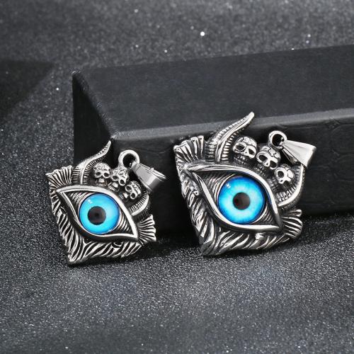 Enamel Stainless Steel Pendant, 304 Stainless Steel, Vacuum Ion Plating, evil eye pattern & for man [