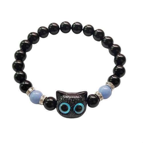 Agate bracelet, chat, unisexe & lumineux, plus de couleurs à choisir, Diamètre inté Environ 55mm, Vendu par PC