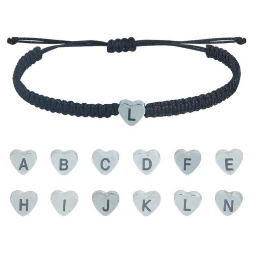 304 Stainless Steel Bracelet, with Knot Cord, Heart, handmade, Unisex & with letter pattern Approx 6.29-11.81 Inch 